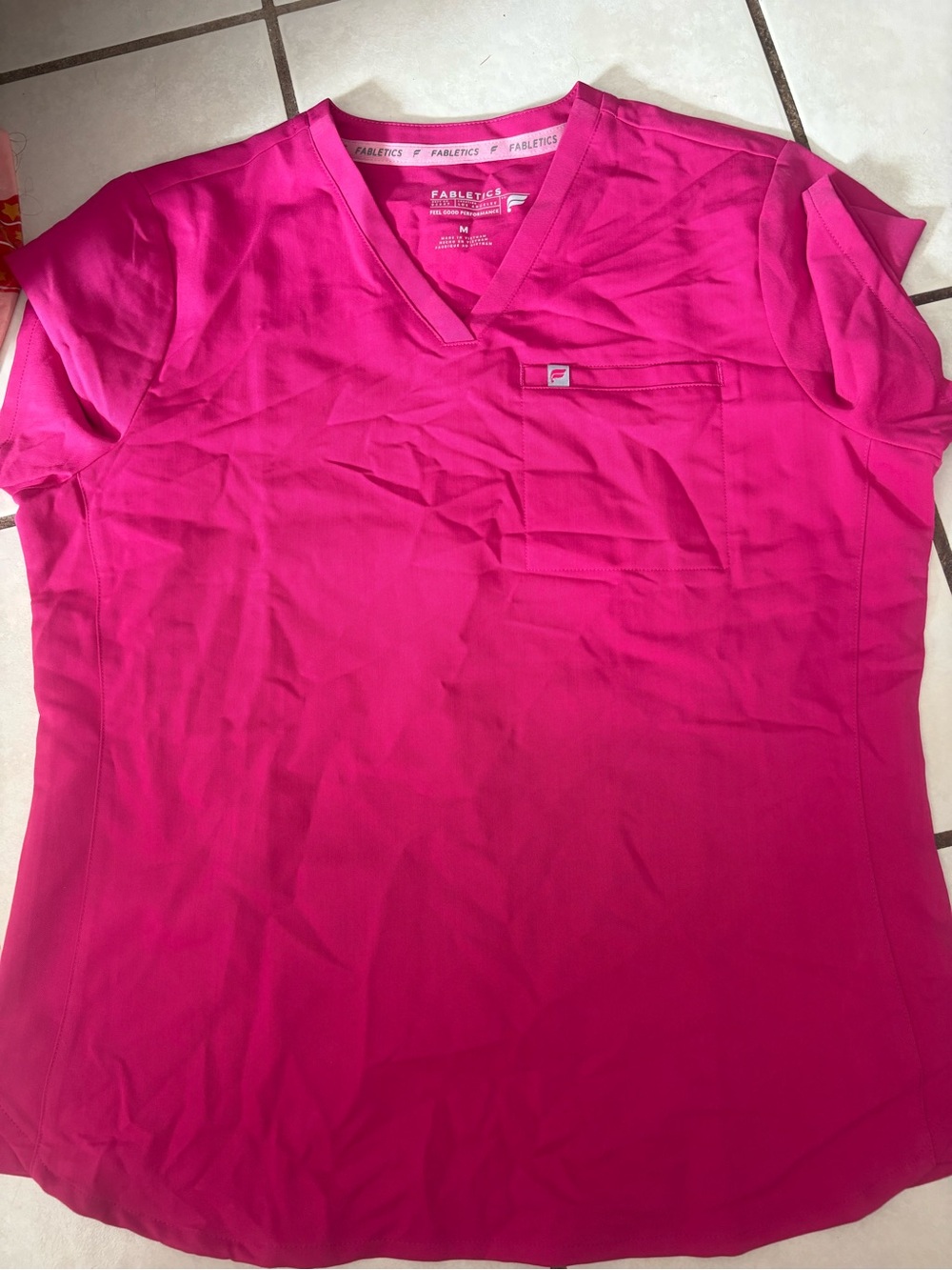 Fabletics Hot Pink V-Neck Short Sleeve Top
